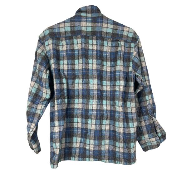Pendleton Mens Medium Blue Button Up Wool Plaid Beach Boys Limited Edition - Picture 3 of 7